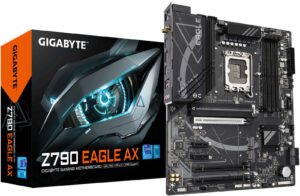 GIGABYTE Z790 Eagle AX LGA 1700 ATX Motherboard, Intel Z790 Express Chipset, 4x DIMM DDR5 Slots, Up to 256GB Max Memory, SMD PCIe 5.0 x16 Slots, 3x M.2 Slots