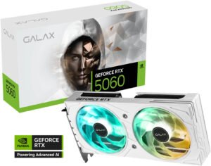 Galax GeForce RTX 5060 EX Graphics Card, 8GB GDDR7 128-bit Memory, 2535MHz Boost Clock, 28 Gbps Memory Speed, 3840 CUDA Cores, PCI-Express 4.0, White