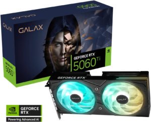 Galax GeForce RTX 5060 Ti EX Graphics Card, 8GB GDDR7 128-bit Memory, 2617 MHz Boost Clock, 28Gbps Memory Speed, 4608 CUDA Cores, PCI-Express 5.0