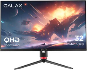 Galax Vivance-32Q Gaming Monitor, 32" QHD IPS Display, 165Hz Refresh Rate, 1ms (MPRT) Response Time, NVIDIA G-Sync Technology, 1.07B Display Colors, Borderless Design, Black