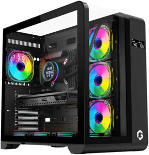 Gameon GO-INFINITY-M Elite ARGB Gaming Case, 7 ARGB Fans Pre-Installed, 360mm Radiator Support, 410mm GPU Compatibility, 157mm CPU Cooler Clearance, Multiple I/O Port, Black