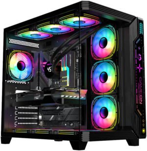 Gameon GO-PULSE-M ARGB Gaming Case, Power & Precision, 7 ARGB Fans Pre-Installed, 360mm Radiator Support, 410mm GPU Compatibility, Tempered Glass Side Panel, Black