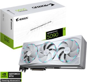 Gigabyte AORUS GeForce RTX 5090 STEALTH ICE Graphics Card, 32GB GDDR7 512-Bit Memory, 2655 MHz Core Clock, 21760 CUDA Cores, 28 Gbps Memory Clock, PCI-Express 5.0, White
