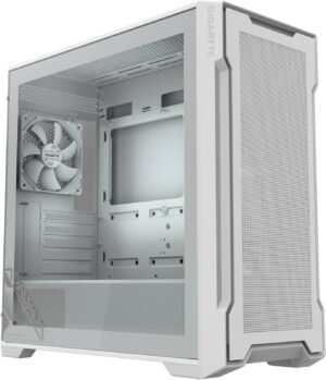 Gigabyte C102 Glass Ice Micro ATX Computer Case, 2x Pre-Installed 120mm Fans, Up to 360mm Radiator Support, 10x Fan Support, Dust Filters, 4mm Tempered Glass Side Panel, Ice