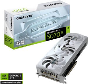 Gigabyte GeForce RTX 5070 Ti EAGLE OC ICE SFF Graphics Card, 16GB GDDR7 256-Bit Memory, 2542 MHz Core Clock, 28 Gbps Memory Speed, 8960 CUDA Cores, PCI Express 5.0