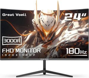 Great Voell Q240B16 Gaming Monitor, 24" VA Display, FHD Resolution, 180Hz Refresh Rate, 1ms (MPRT) Response Time, AMD FreeSync Technology, Black