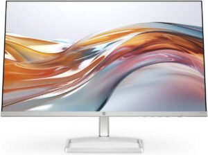 HP Series 5 524SW Monitor, 24" FHD IPS Display, 100Hz Refresh Rate, 5ms (GtG with Overdrive) Response Time, Tilt Adjustable, 3-Sided Micro-Edge Bezel, 16.7m Colors, White/Silver