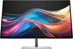HP Series 7 Pro 27 inch QHD IPS Black Monitor, 5ms GtG Response Time, 400 nits Brightness, Ambient Light Sensor, AMD FreeSync Premium, Factory Color Calibration, 1x USB-C, Black- Silver