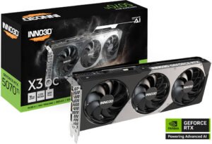 Inno3D GeForce RTX 5070 Ti X3 OC 16GB Graphics Card, GDDR7 256-Bit Memory, 2295 MHz Base Clock, 28 Gbps Memory Clock, 8960 CUDA Cores, PCI Express Gen 5