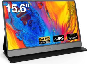 KOORUI E1511A Portable Monitor, 15.6" FHD IPS Display, 1080P 60Hz Resolution, HDMi + Type C Interface, LED Backlight, Built-In Speaker, Black