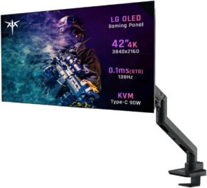 KTC G42P5 Gaming Monitor with SilverStone ARM14 Single Monitor Arm, 42" 4K UHD OLED Display, 138Hz Refresh Rate, 0.1ms (GtG) Response Time, VESA Mounting Interface