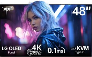 KTC G48P5S Gaming Monitor, 48" 4K UHD OLED Display, 138Hz Refresh Rate, 0.1ms (GtG) Response Time, AMD Freesync & G-Sync Technology, KVM Support, Built-In Speaker, NO STAND, White