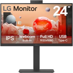LG 24BA850 USB-C & Webcam Monitor, 24" IPS Display, FHD Resolution, 100Hz Refresh Rate, 5ms (GtG) Response Time, 16.7m Color Display, Built-In Speakers, Anti-Glare Surface Treatment