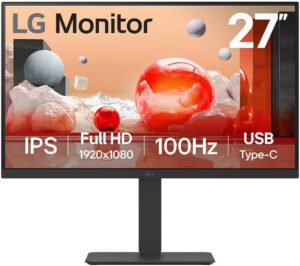 LG 27BA650 USB-C Monitor, 27" IPS Display, FHD Resolution, 100Hz Refresh Rate, 5ms (GtG) Response Time, 16.7m Color Display, Built-In Speakers, Anti-Glare Surface Treatment