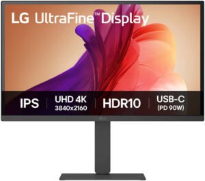 LG 27U730A-B UltraFine Monitor, 27" IPS Display, 4K UHD Resolution, 60Hz Refresh Rate, 5ms (GtG) Response Time, Super Resolution+, Dynamic Action Sync, USB Type-C, Black
