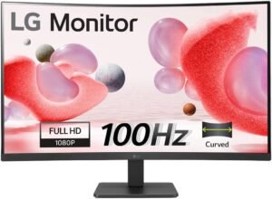 LG 32MR50C Curved Monitor, 32" VA Display, FHD Resolution, 100Hz Refresh Rate, 5ms (GtG) Response Time, AMD FreeSync Technology, 1500R Curvature, 16.7m Color Display, Black