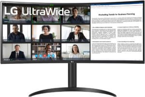 LG 34BR55QC UltraWide Curved Monitor, 34" VA Display, WQHD Resolution, 100Hz Refresh Rate, 5ms (GtG) Response Time, 1800R Curvature, Picture-By-Picture, Black