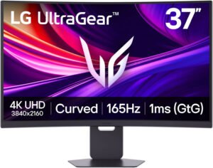 LG 37G800A UltraGear Curved Gaming Monitor, 37" VA Display, 4K UHD Resolution, 165Hz Refresh Rate, 1ms (GtG) Response Time, AMD FreeSync Premium Pro, USB-C 65W Power Delivery, Black