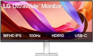LG UltraWide Monitor, 29" IPS Display, WFHD Resolution, 100Hz Refresh Rate, 5ms (GtG) Response Time, Dynamic Action Sync, Motion Blur Reduction Tech, Super Resolution+, White