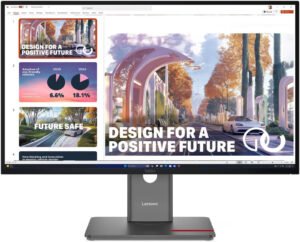 Lenovo ThinkVision P27QD-40 Monitor, 27" IPS Display, QHD Resolution, 120Hz Refresh Rate, 4ms (GtG Extreme) Response Time, 1.07 Billions Color Support, Raven Black