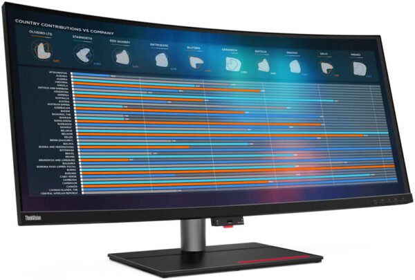 Lenovo ThinkVision P40w-20 Curved Monitor, 40" IPS Display, WUHD Resolution, 75Hz Refresh Rate, 4ms (Extreme Mode) Response Time, 1.07b Color Display, 2500R Curvature, Black