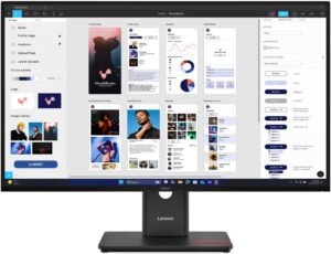 Lenovo ThinkVision T32UD-40 Monitor, 32" IPS Display, 4K UHD Resolution, 60Hz Refresh Rate, 4ms (GtG Extreme) Response Time, 1.07 Billion Color Support, Black