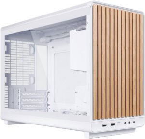 Lian Li A3-mATX Computer Case, Up to 360mm Radiator & 10x Fan Support, Mesh & Tempered Glass Panels, 26.3L Minimalistic Sleek Design, White (Wood Edition)