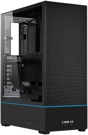 Lian-Li SUP01 Small Tower ATX Case, Stand Up Platform Design, Front GPU Mount, Pre Installed 3 X 120mm PWM & PCIe 4.0 Riser Cables, 3 Side Mesh Panels, Dual ARGB Strip Lights, Black