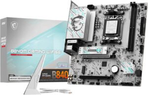 MSI B840M GAMING WIFI6E AM5 mATX Motherboard, AMD B840 Chipset, 2x DDR5 UDIMM, Up to 128GB Max Memory, 1x PCI-E x16 Support, 2x M.2 Slot, White