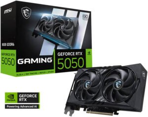 MSI GeForce RTX 5050 GAMING OC Graphics Card, 8GB GDDR6 128-Bit Memory, 2632 MHz Boost Clock, 20 Gbps Memory Speed, 2560 CUDA Cores, PCI Express Gen 5