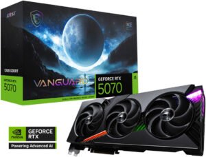 MSI GeForce RTX 5070 VANGUARD SOC Graphics Card, 12GB GDDR7 192-Bit Memory, 2640 MHz Boost Clocks, 6144 CUDA Cores, 28 Gbps Memory Speed, PCI Express Gen 5