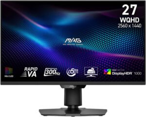 MSI MAG 274QPF X30MV Gaming Monitor, 27" Rapid VA Display, WQHD Resolution, 0.5ms Response Time, 300Hz Refresh Rate, Adaptive Sync, Quantum Dot Feature, Black