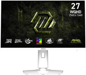 MSI MAG 274QRFW X32 Monitor, 27" Rapid IPS Display, WQHD Resolution, 320Hz Refresh Rate, 0.5ms (GtG) Response Time, AMD FreeSync Premium & NVIDIA G-Sync Technology, White