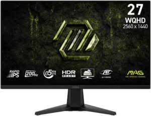 MSI MAG 275QF E20 Gaming Monitor, 27" Rapid IPS Display, WQHD Resolution, 200Hz Refresh Rate, 0.5ms (GtG) Response Time, AMD FreeSync Premium Technology, Black