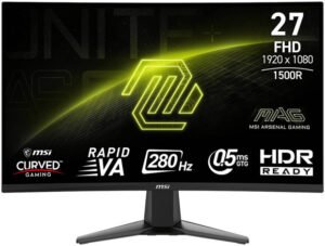 MSI MAG 276CXF Gaming Curved Monitor, 27" Rapid VA Display, FHD Resolution, 280Hz Refresh Rate, 0.5ms (GtG) Response Time, Adaptive Sync Technolgoy, 1500R Curvature, Black