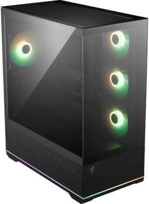 MSI MAG Pano 110R PZ Mid-Tower Computer Case, 4x aRGB Pre-Installed Fan, Up to 360mm Radiator & 10x Fan Support, 270° Panoramic Design, Top & Bottom Dust Filter, Black