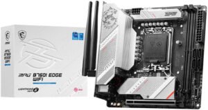 MSI MPG B760I EDGE WIFI LGA 1700 Mini-ITX Motherboard, Intel B760 Chipset, 2x DDR5 Slots, Up to 128GB Max Memory, 1x 1x PCI-E x16 Slot, 2x M.2 Slots, Wi-Fi 6E & BT 5.3