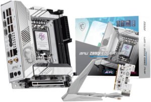 MSI MPG Z890I Edge Ti WiFi LGA 1851 Mini ITX Motherboard, Intel Z890 Chipset, 2x DDR5 UDIMM Slots, Up to 128GB Max Memory, 1x PCI-E x16 Slots, 4x M.2 Slots, WiFi & BT Connectivity