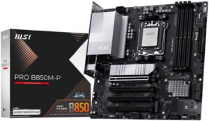 MSI PRO B850M-P mATX AM5 Motherboard, AMD B850 Chipset, 4x DDR5 UDIMM Slots, 256GB Max Memory, 4x PCI-E x16 Slot, 3x M.2 Slots