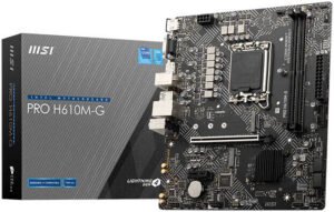 MSI PRO H610M-G LGA 1700 Micro ATX Motherboard, Intel H610 Chipset, 2x DDR5 DIMM Slots, 96GB Max Memory, 1x PCI-E x16 Slot, 1x M.2 Slot, 4x SATA 6G Slots