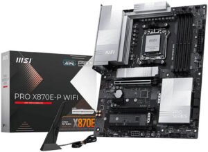 MSI PRO X870E-P WIFI ATX AM5 Motherboard, AMD X870E Chipset, 4x DDR5 UDIMM Slots, 256GB Max Memory, 3x PCI-E x16 Slot, 3x M.2 Slots, WiFi & Bluetooth Connectivity