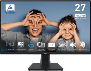 MSI Pro MP275 Business Productivity Monitors, 27" IPS Display, FHD Resolution, 100Hz Refresh Rate, 1ms (MPRT) Response Time, 2x 2W Speakers, 16.7M Display Colors, Black
