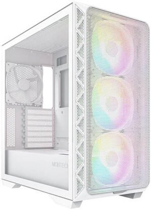 Montech AIR 903 MAX Mid-Tower ATX Computer Case, 3x 140mm PWM Pre-installed Fans, 360mm Radiator Support, 9x Fan Support, Mesh Front Panel, Dust Filter, White