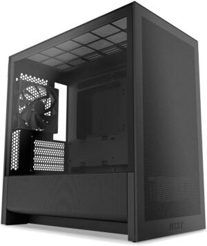 NZXT H3 Flow, Micro-ATX Mid-Tower PC Case High Airflow Design, Tempered Glass Side Panel, Compact Form Factor, Front I/O with USB-C and USB 3.2 Gen 1, Black