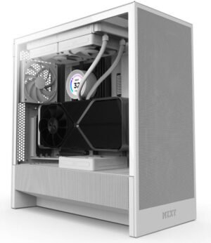NZXT H5 Flow 2024 Edition Compact Mid-Tower ATX Airflow Case, Pre-Installed 2x F120Q, SGCC Steel, Dark Tinted Tempered Glass Materials, Easy Cable Management, White