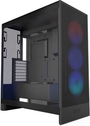 NZXT H7 Flow RGB Mid-Tower ATX Airflow Computer Case, 3x RGB Core Pre-Installed Fans, Up to 420mm Radiator & 10x Fans Support, SGCC Steel Material, Dark Tinted Tempered Glass, Black