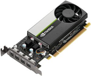 PNY NVIDIA Quadro T1000 Graphics Card, 8GB GDDR6 128-bit Memory, 896 CUDA Cores, 2.50 TFLOPS Peak FP32 Performance, 160 GB/s Mmeory Speed, PCI Express 3.0 x16, 4x mDP, Active Fansink