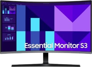SAMSUNG Essential S3 Curved Monitor, 32" VA Display, FHD Resolution, 100Hz Resolution, 4ms (GtG) Response Time, Eye Saver Mode, Flicker Free, 16.7m Color Support, Black