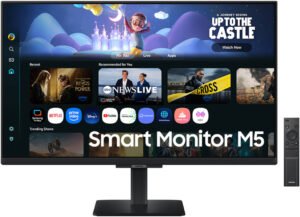 SAMSUNG M5 M50F Smart Monitor, 27" IPS Display, FHD Resolution, 60Hz Refresh Rate, 5ms (GtG) Response Time, Wi-Fi 5 & Bluetooth 5.2 Connectivity, Tizen Operating System, Black