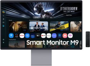 SAMSUNG M9 M90SF Smart Monitor, 32" OLED Display, 4K Resolution, 165Hz Refresh Rate, 0.03ms(GTG) Response Time, FreeSync Premium Pro, Auto Source Switch+, Tizen OS, Eclipse Silver